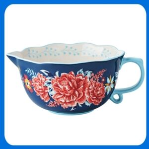💜 New Pioneer Woman Keepsake Floral Ceramic Batter Bowl with Spout